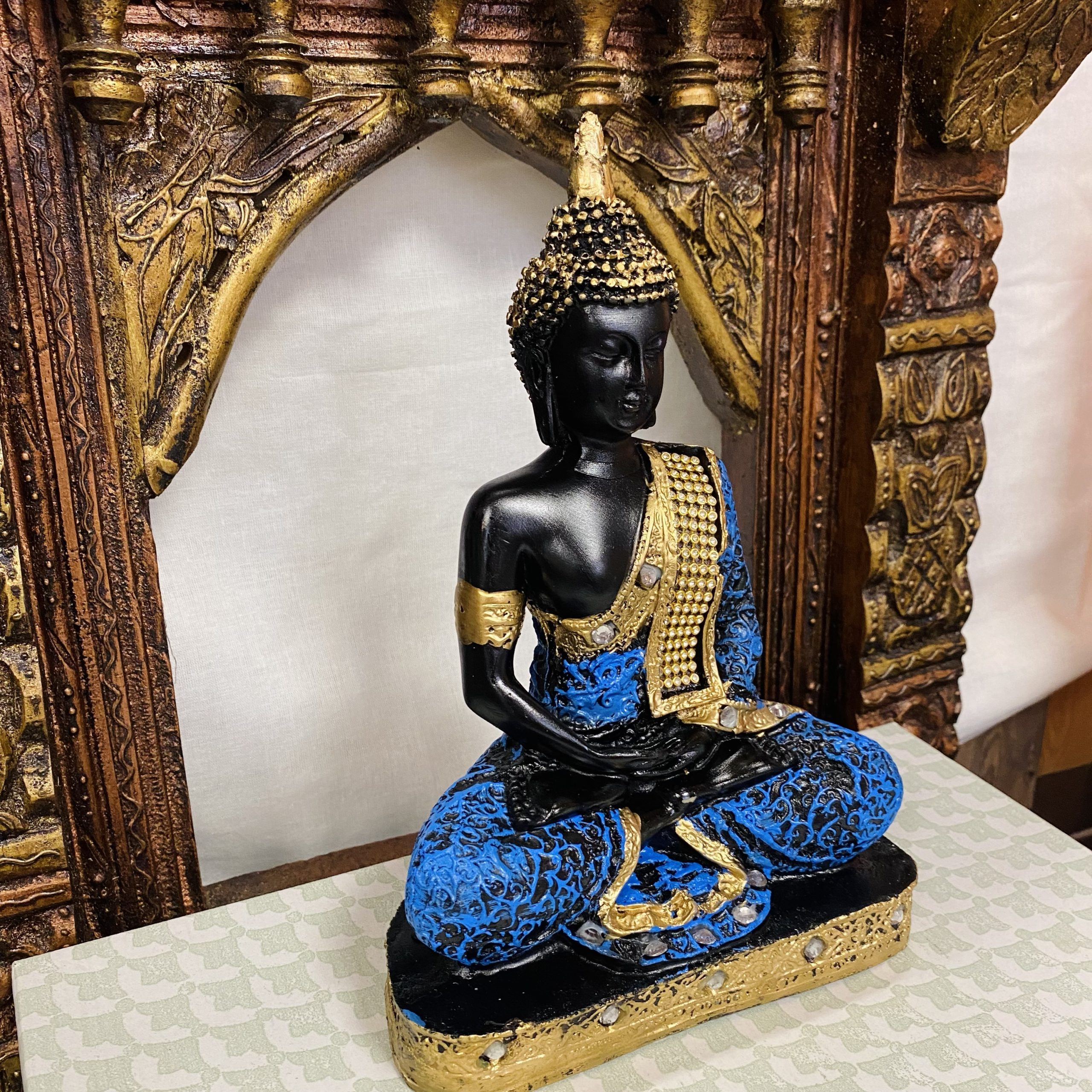 Handcrafted Polyresin Decorative Meditating Buddha Showpiece Sculpture  Statue for Decor – Blue Black – EXCLUSIVE EXPERIENCES